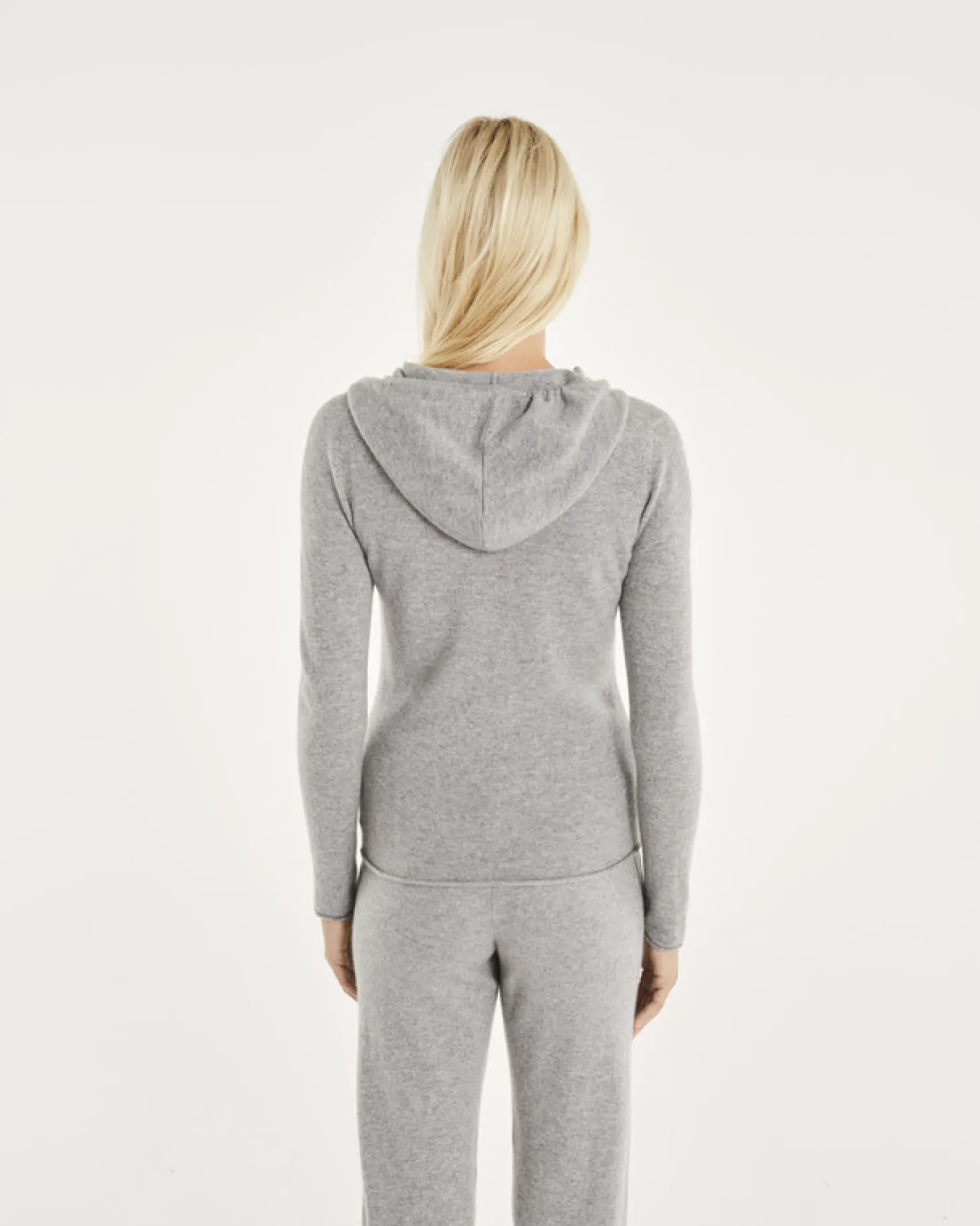 Gilet Cachemire Col Rond Zippe A Capuche