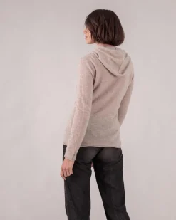 Gilet Cachemire Col Rond Zippe A Capuche