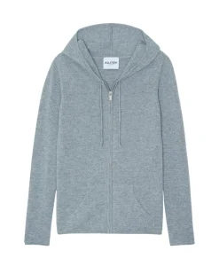 Gilet Cachemire Col Rond Zippe A Capuche
