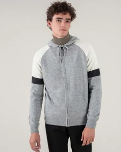 Gilet Cachemire Zippe Manches Tricolores