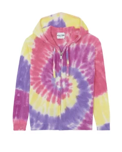 Gilet Capuche Zippe Cachemire Tie & Dye