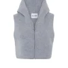 Gilet Cropped Capuche Zippe Sans Manches