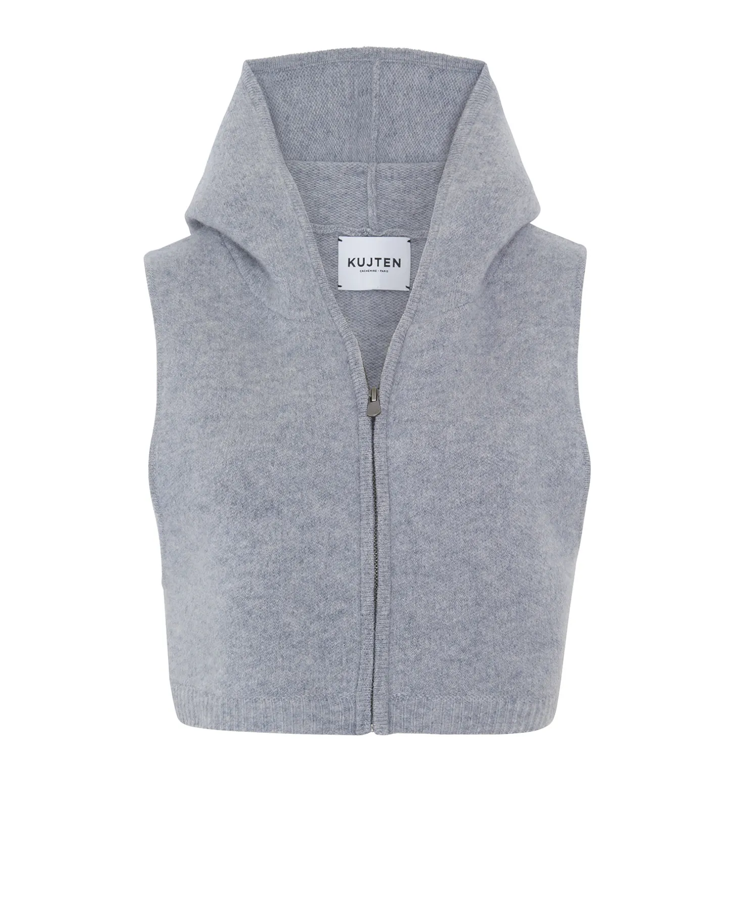 Gilet Cropped Capuche Zippe Sans Manches