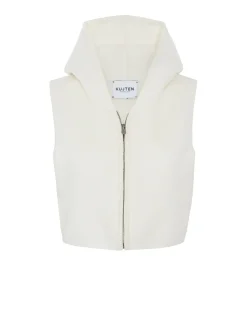 Gilet Cropped Capuche Zippe Sans Manches