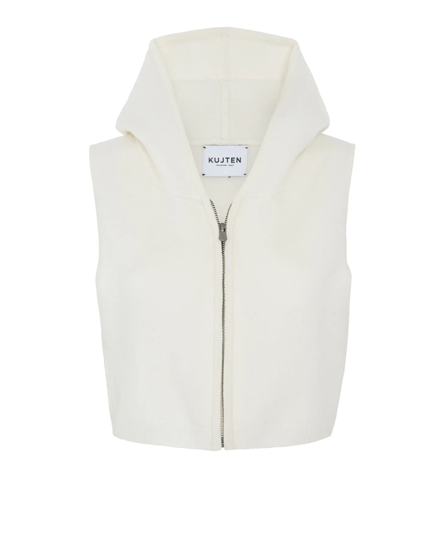 Gilet Cropped Capuche Zippe Sans Manches