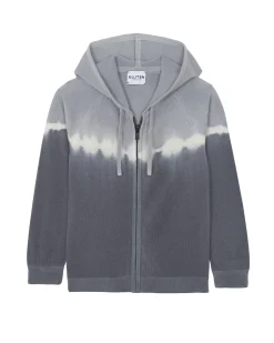 Gilet En Cachemire A Capuche Zippe Tie & Dye