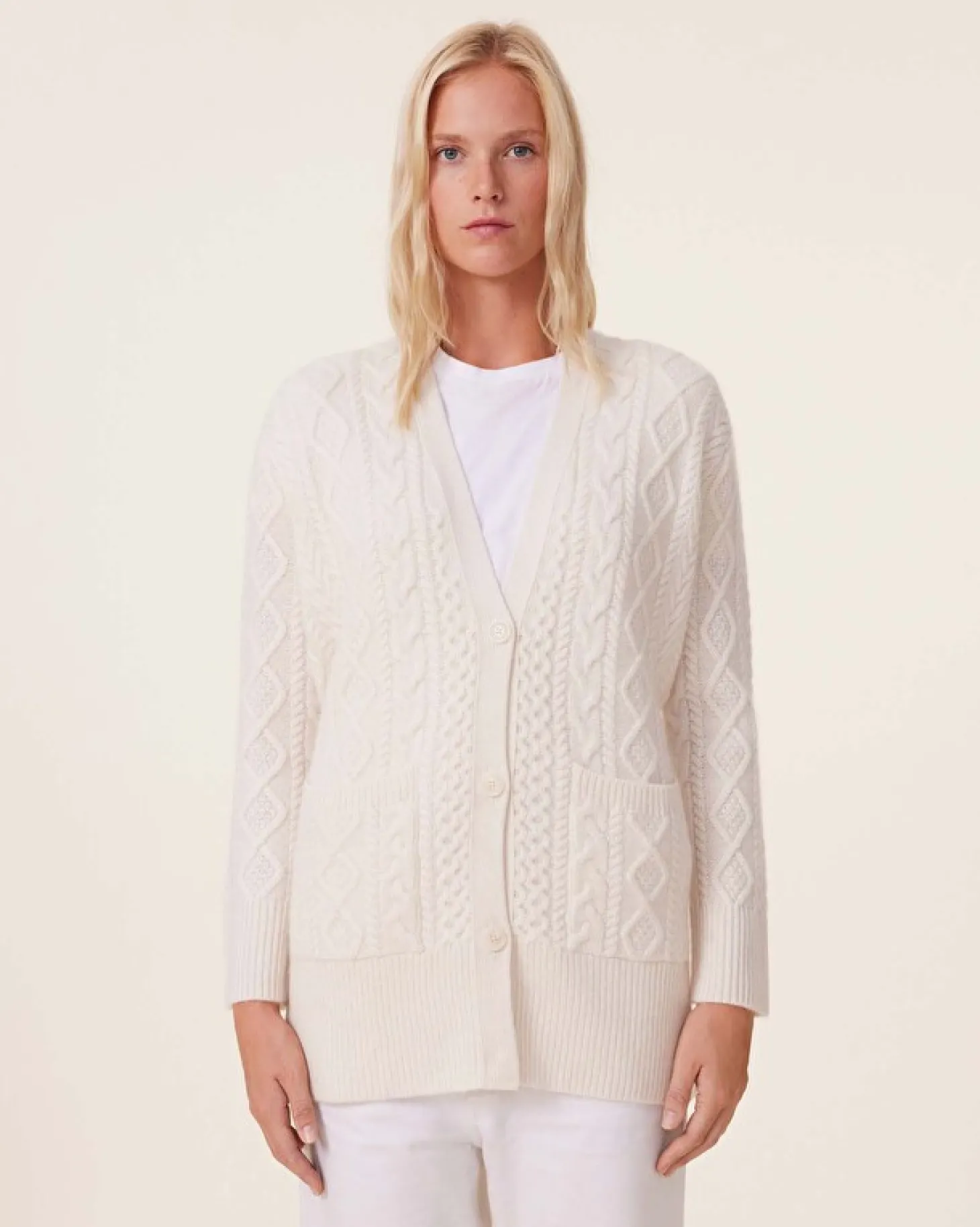 Gilet Oversize Cachemire Torsade, 8 Fils