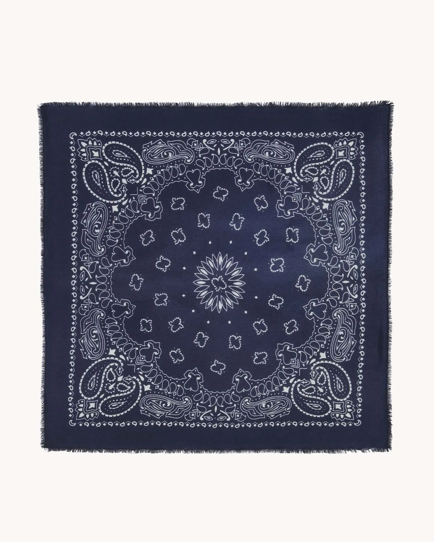 Grand Bandana Cachemire A Frange, 2 Fils