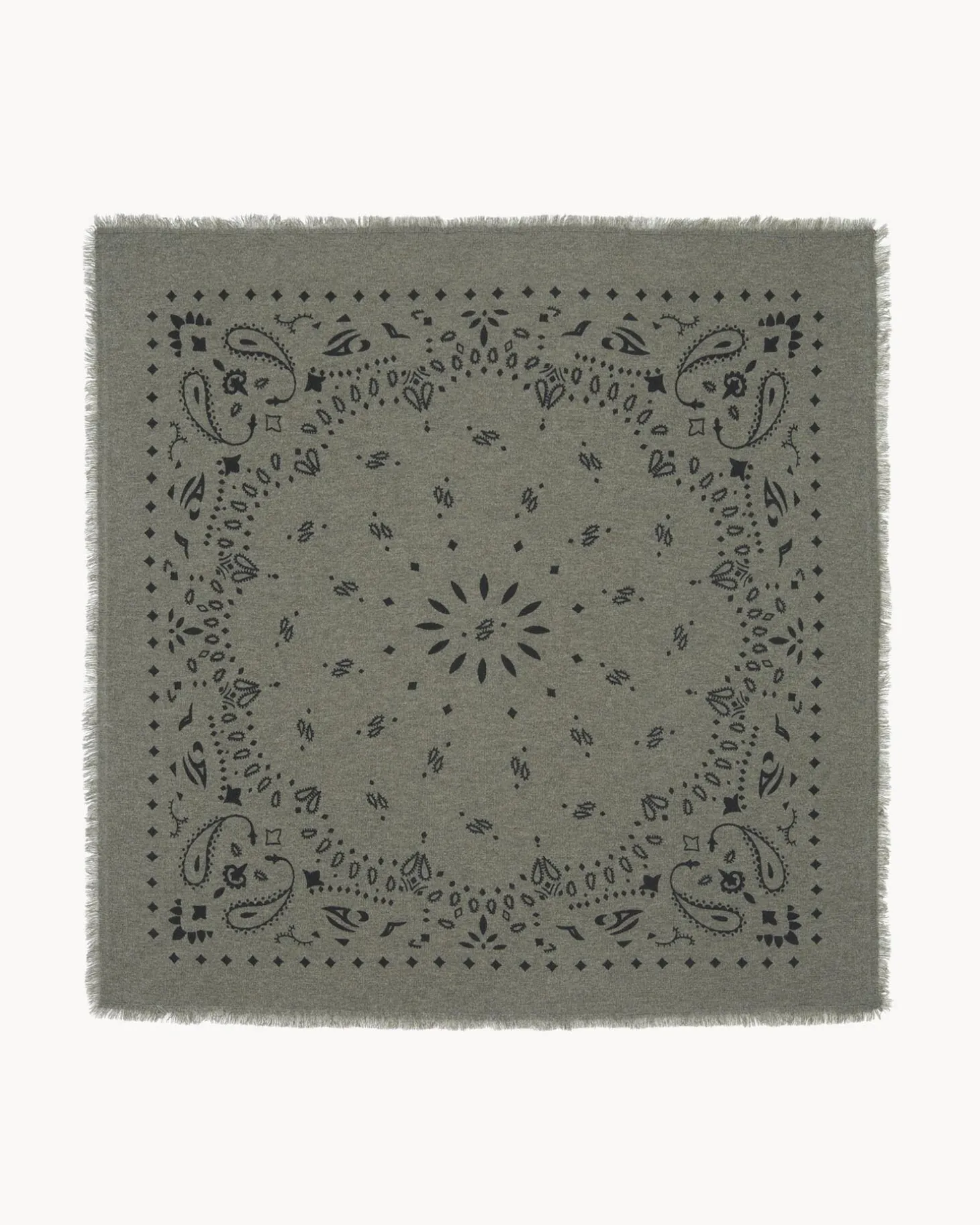 Grand Bandana Cachemire A Frange, 2 Fils