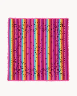 Grand Bandana Cachemire Raye Imprime