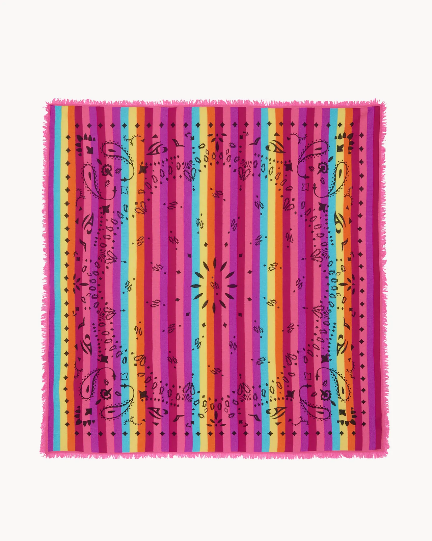Grand Bandana Cachemire Raye Imprime