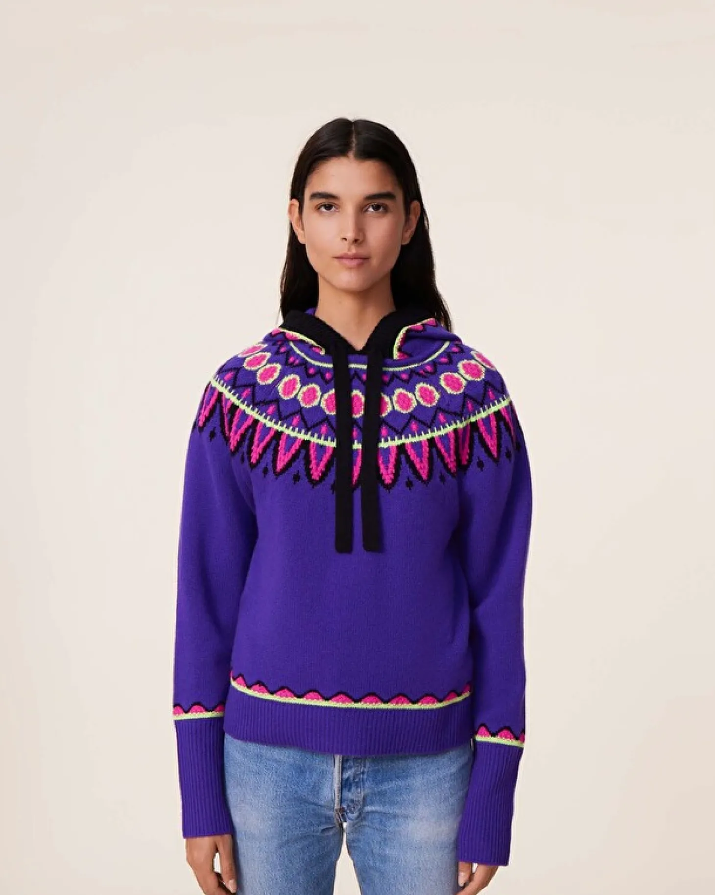 Hoodie Cachemire Manches Mitaines, 6 Fils