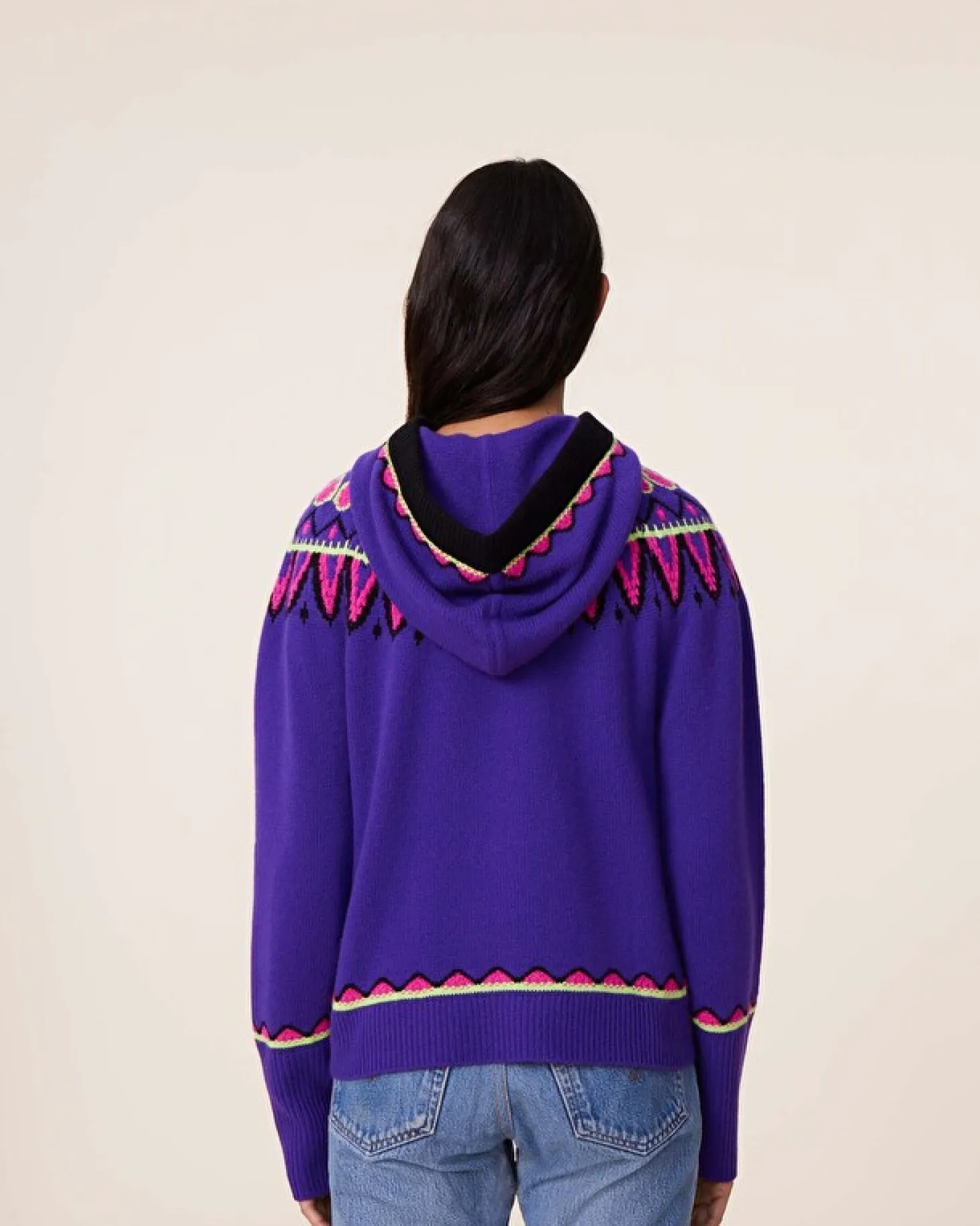 Hoodie Cachemire Manches Mitaines, 6 Fils