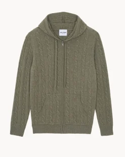 Hoodie Zippe Cachemire Torsade, 4 Fils