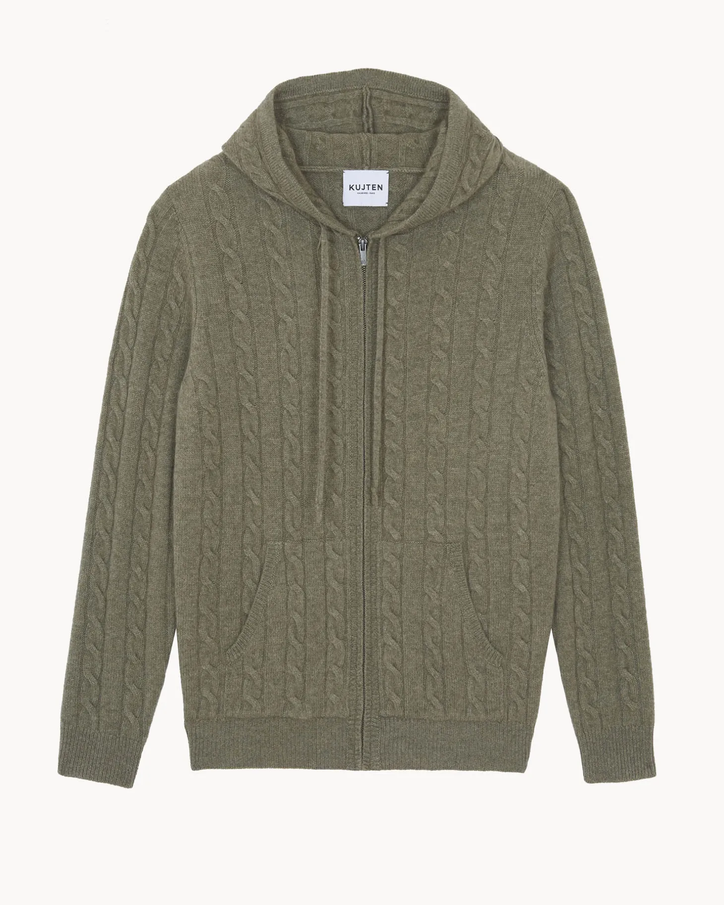 Hoodie Zippe Cachemire Torsade, 4 Fils