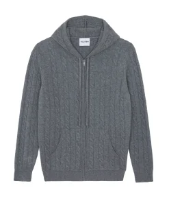 Hoodie Zippe Cachemire Torsade, 4 Fils