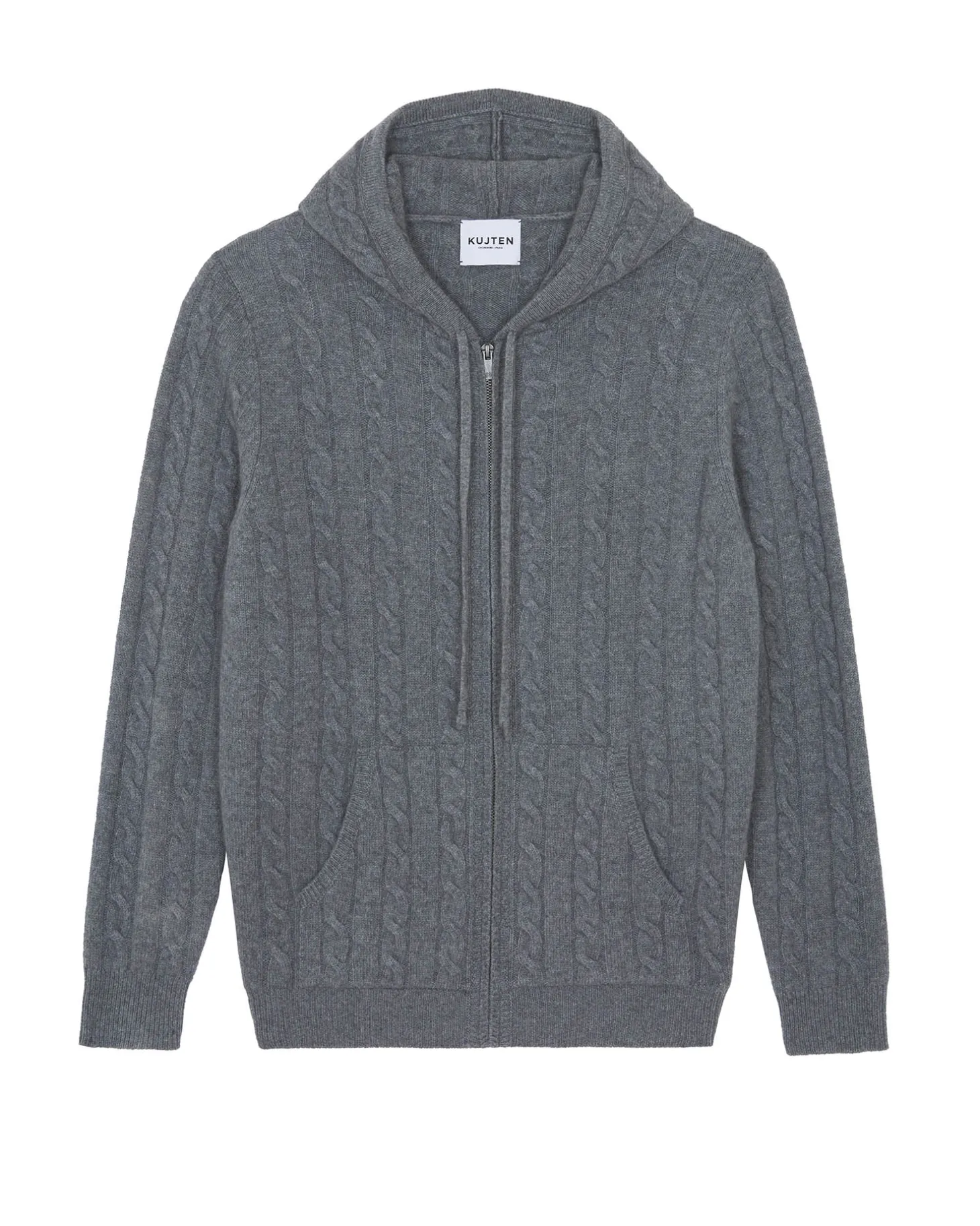 Hoodie Zippe Cachemire Torsade, 4 Fils