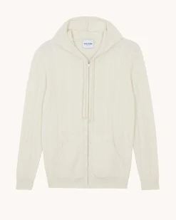Hoodie Zippe Cachemire Torsade, 4 Fils