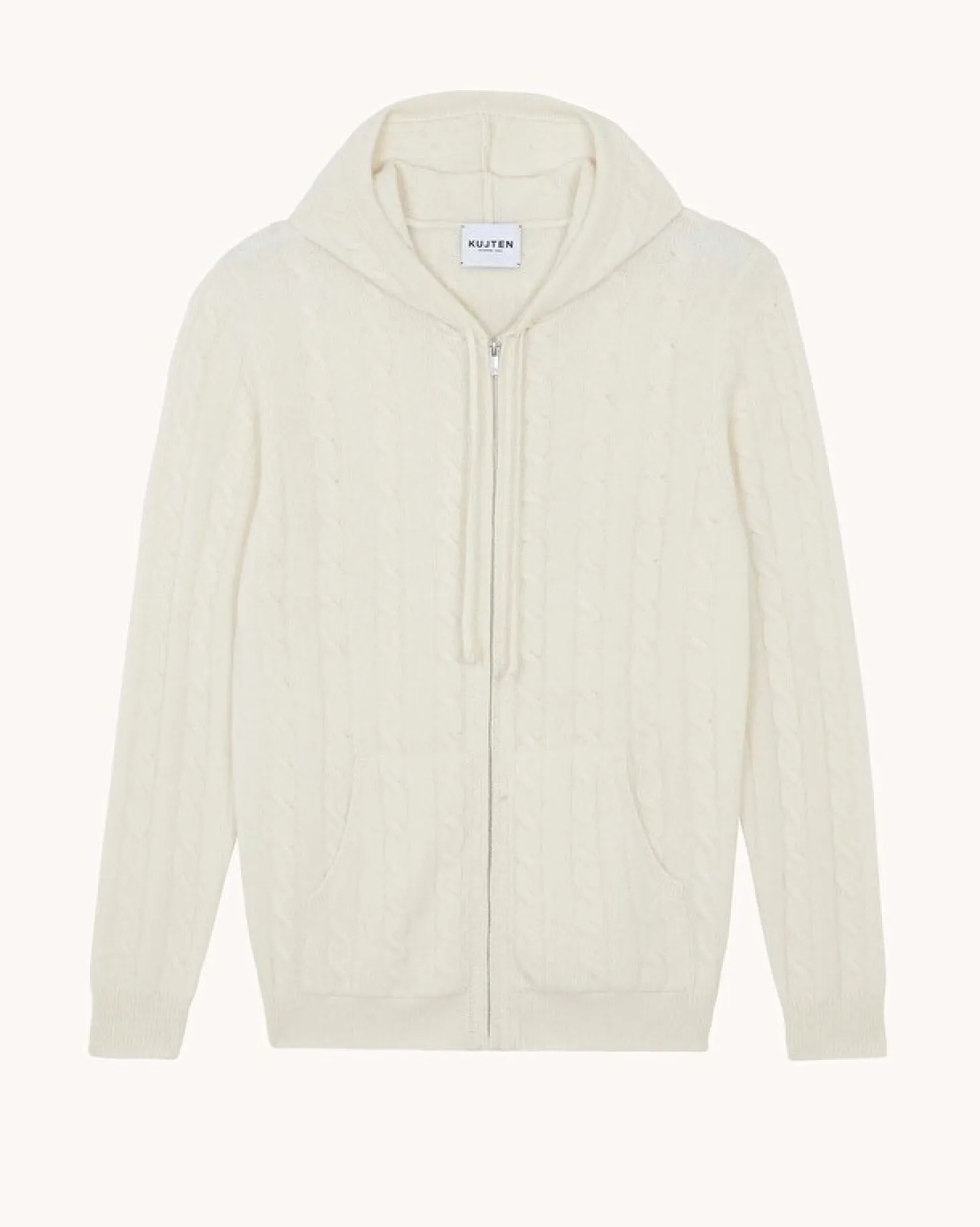 Hoodie Zippe Cachemire Torsade, 4 Fils