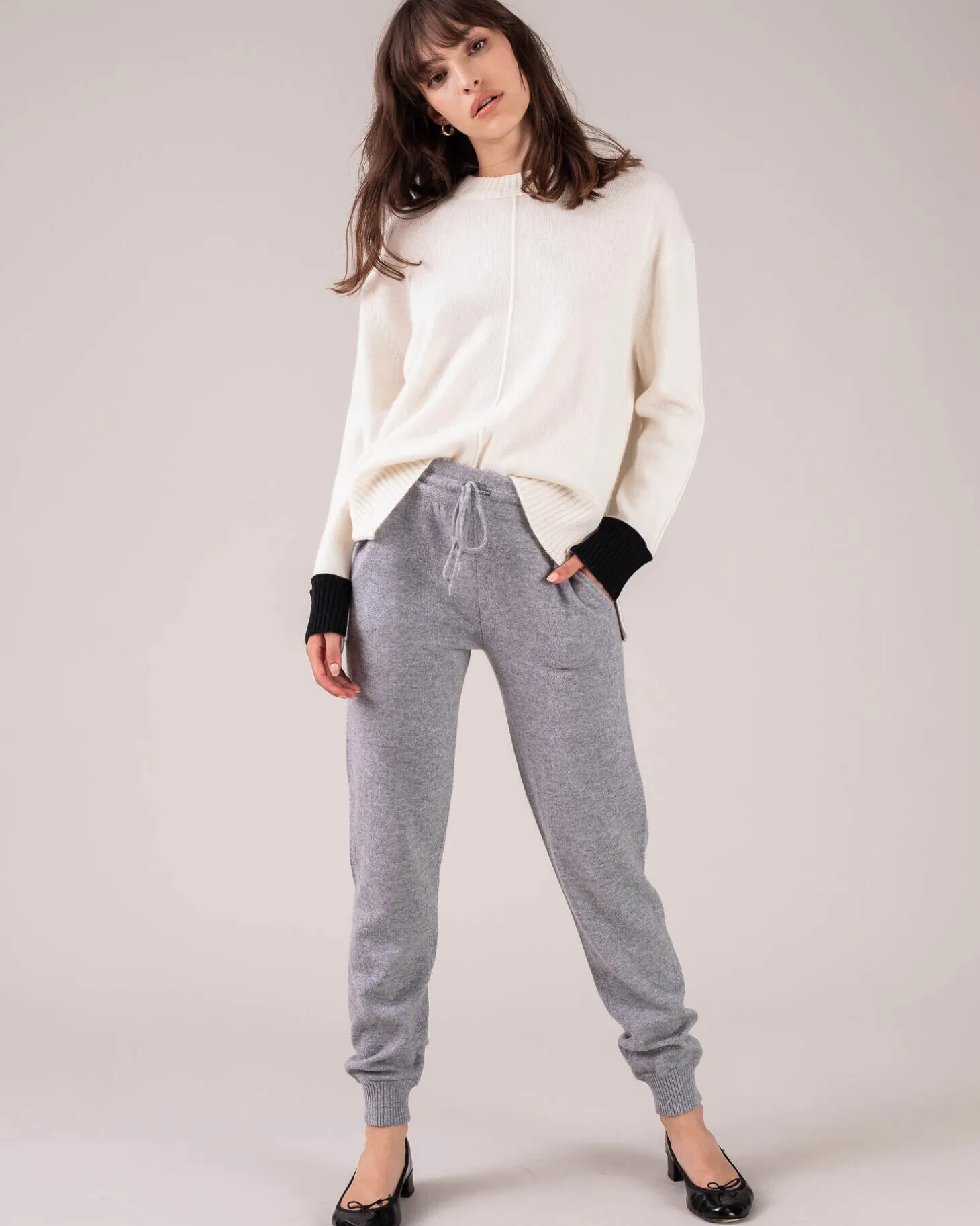 Jogging Cachemire Femme Coupe Droite
