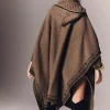 Poncho A Capuche Cachemire, Jacquard 4 Fils