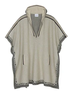 Poncho A Capuche Cachemire, Jacquard 4 Fils