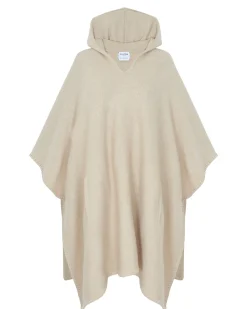 Poncho A Capuche Cachemire, Jacquard Uni A 4 Fils