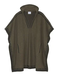 Poncho A Capuche Cachemire, Jacquard 4 Fils