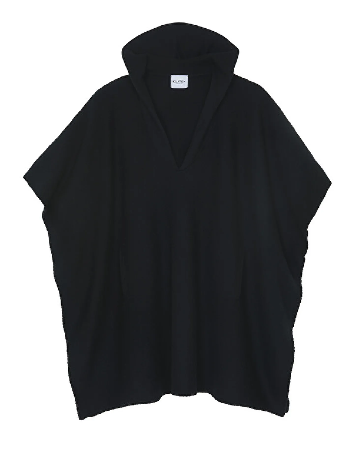 Poncho A Capuche Cachemire, Jacquard Uni A 4 Fils