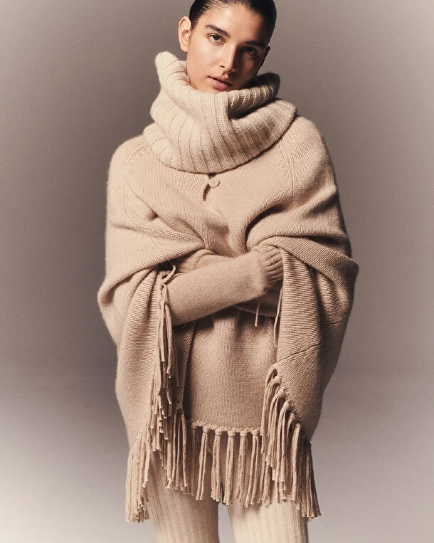 Poncho A Franges Cachemire, 10 Fils