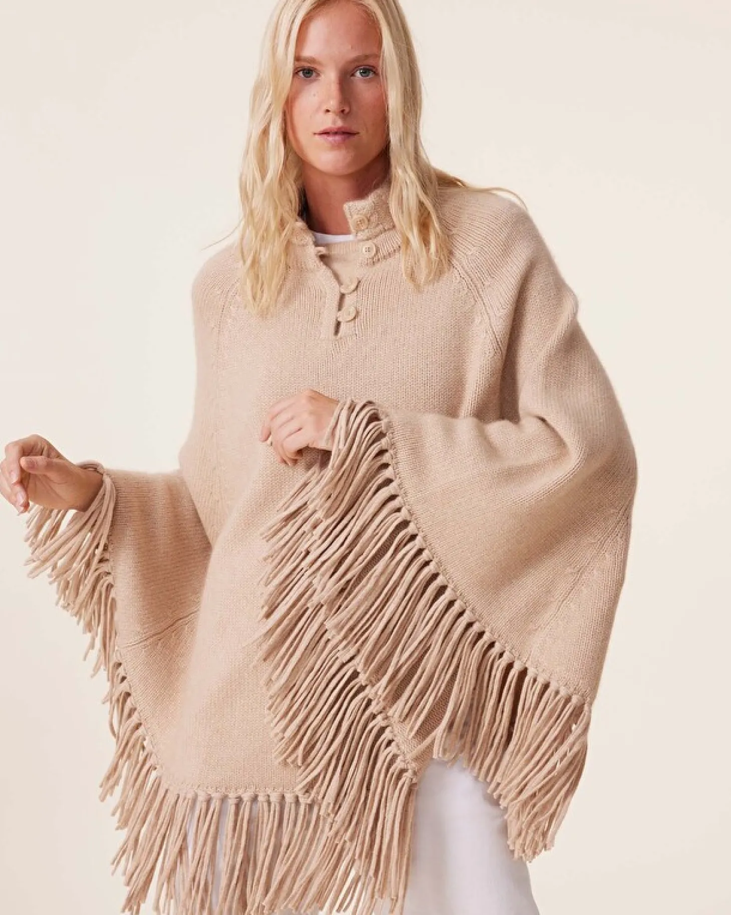 Poncho A Franges Cachemire, 10 Fils