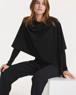 Poncho Cachemire Col Bateau Court, 2 Fils