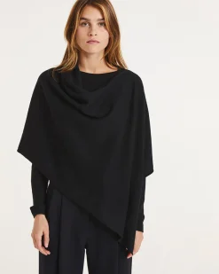Poncho Cachemire Col Bateau Court, 2 Fils
