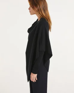 Poncho Cachemire Col Bateau Court, 2 Fils