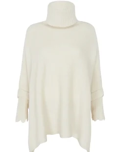 Poncho Cachemire Col Roule Oversize, 10 Fils