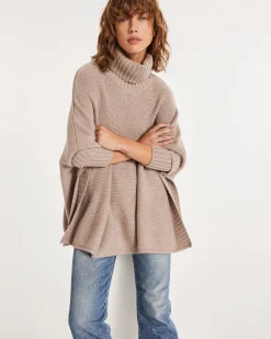Poncho Cachemire Col Roule Oversize