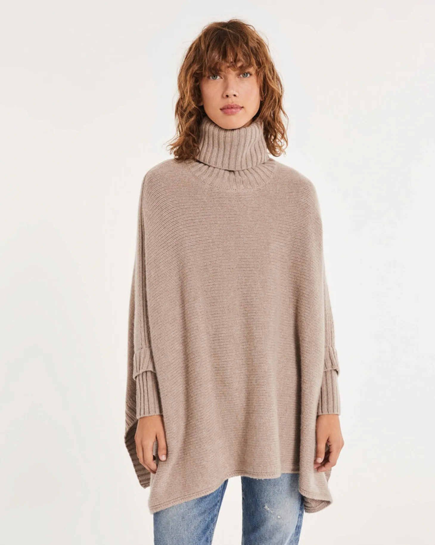 Poncho Cachemire Col Roule Oversize