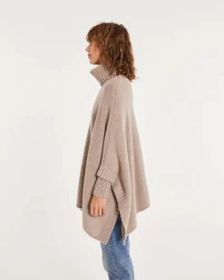 Poncho Cachemire Col Roule Oversize
