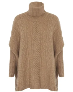 Poncho Cachemire Oversize Col Roule, 6 Fils