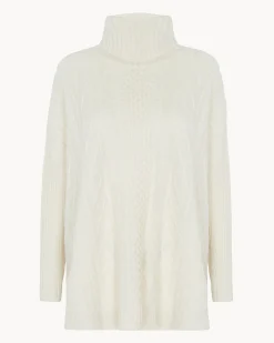 Poncho Cachemire Oversize Col Roule, 6 Fils