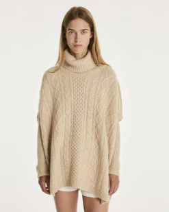 Poncho Cachemire Oversize Col Roule