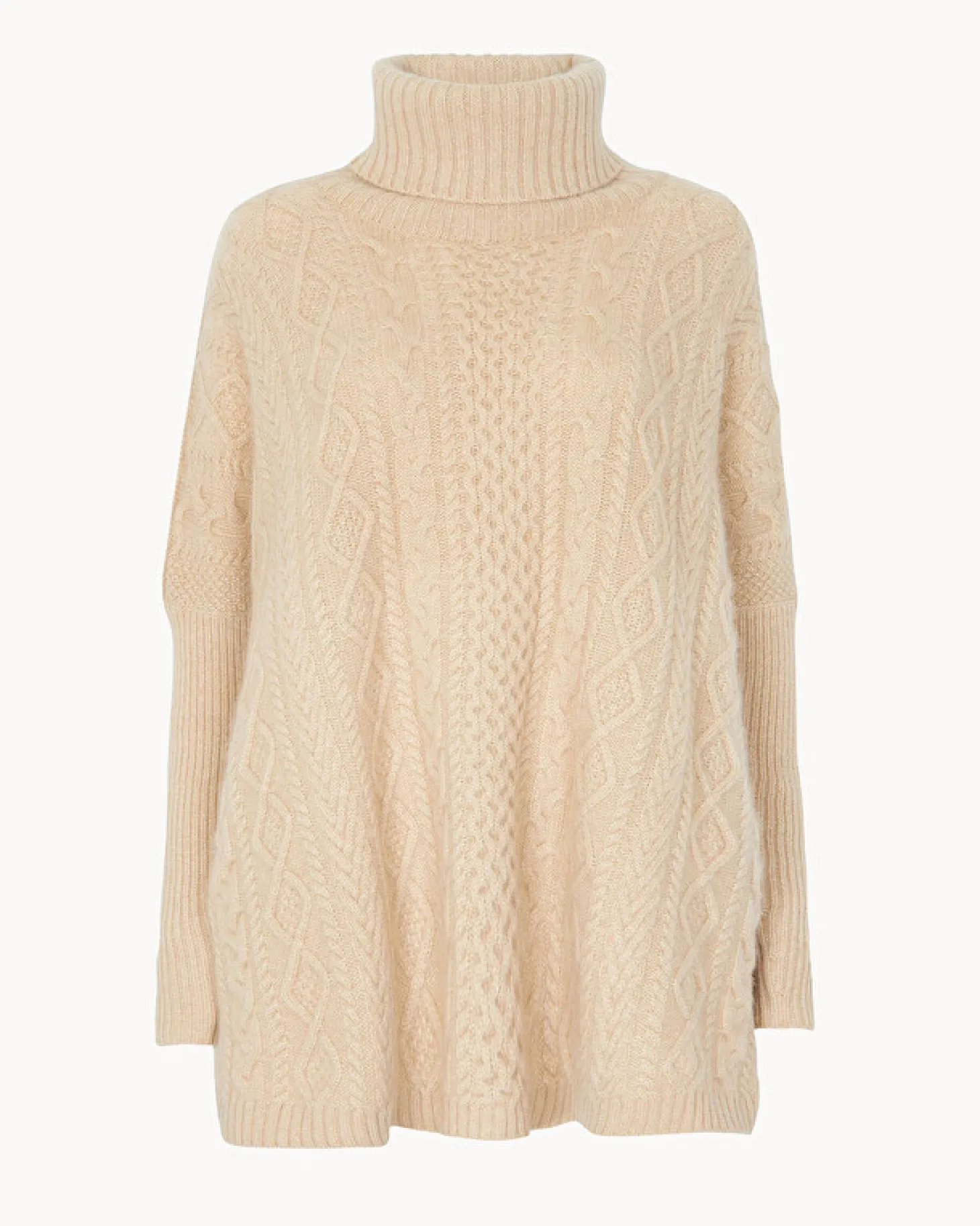 Poncho Cachemire Oversize Col Roule