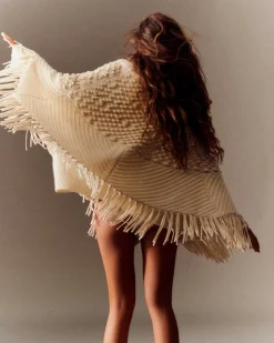 Poncho Oversize A Franges Cachemire