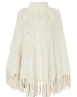 Poncho Oversize A Franges Cachemire