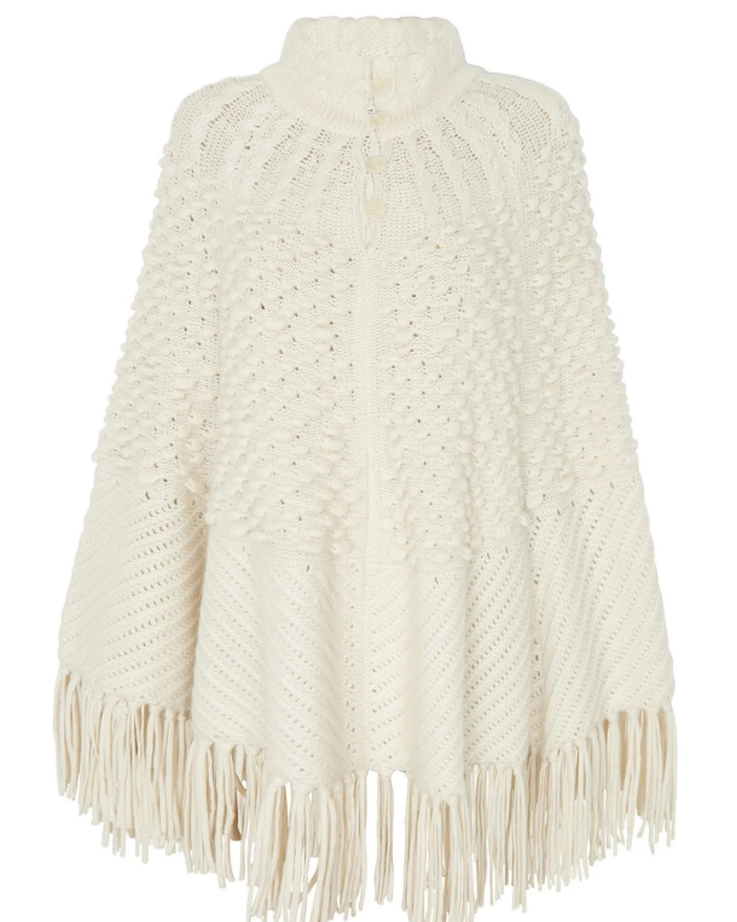 Poncho Oversize A Franges Cachemire