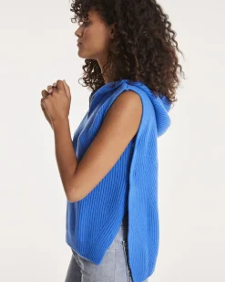 Pull Cachemire A Capuche Sans Manches