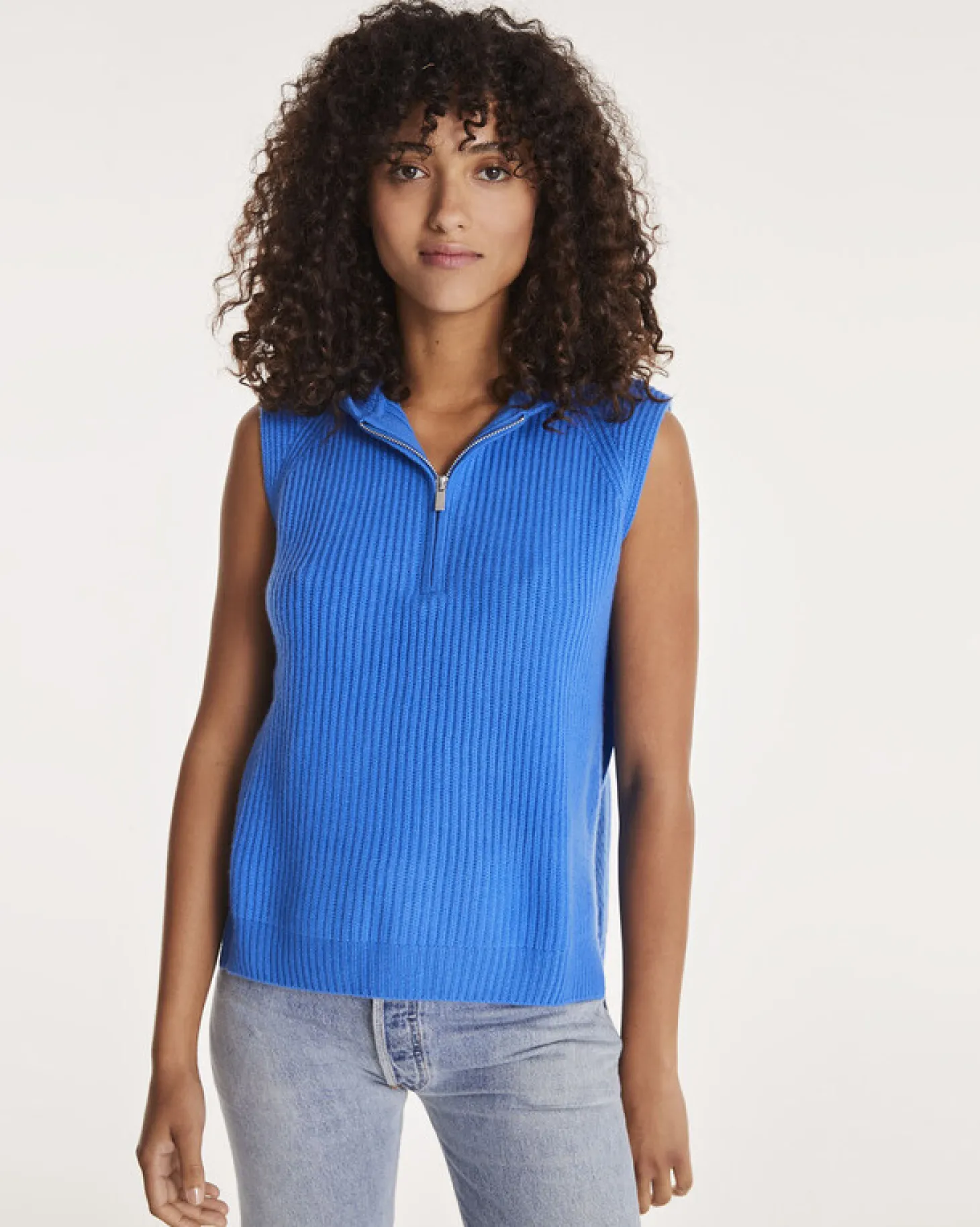Pull Cachemire A Capuche Sans Manches