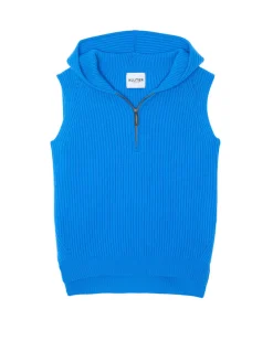 Pull Cachemire A Capuche Sans Manches