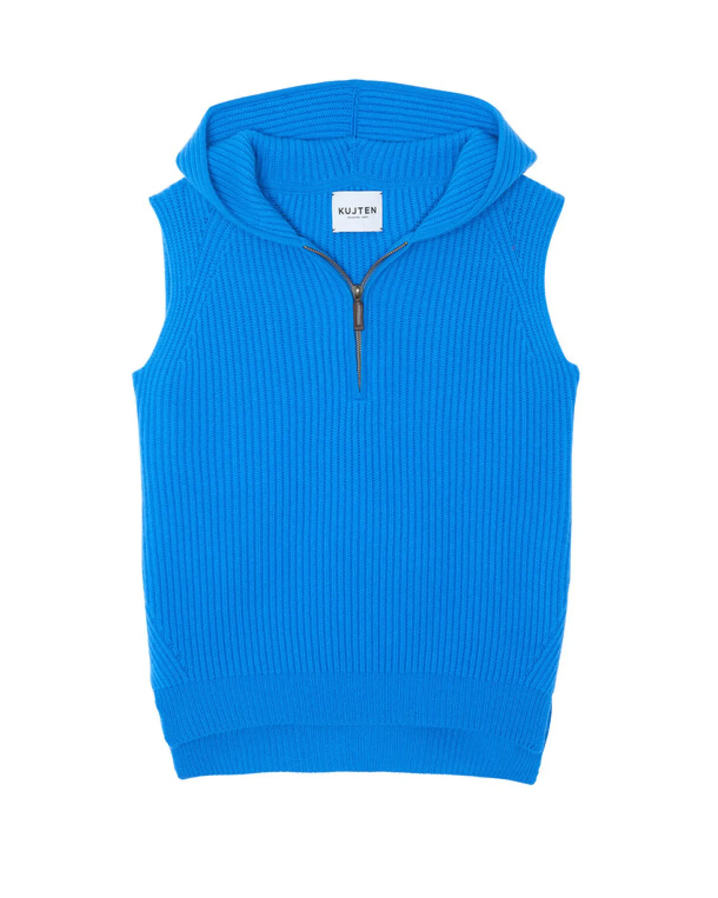 Pull Cachemire A Capuche Sans Manches