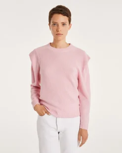 Pull Cachemire Avec Epaulette Col Rond